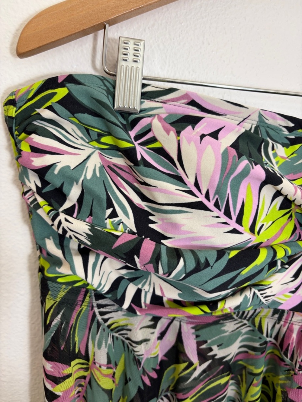 NWT Kona Sol Tropical Leaf Print Plus Size Swim Tankini Top - Picture 2 of 13
